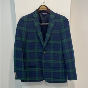 Vineyard Vines Navy and Forest Plaid Blazer